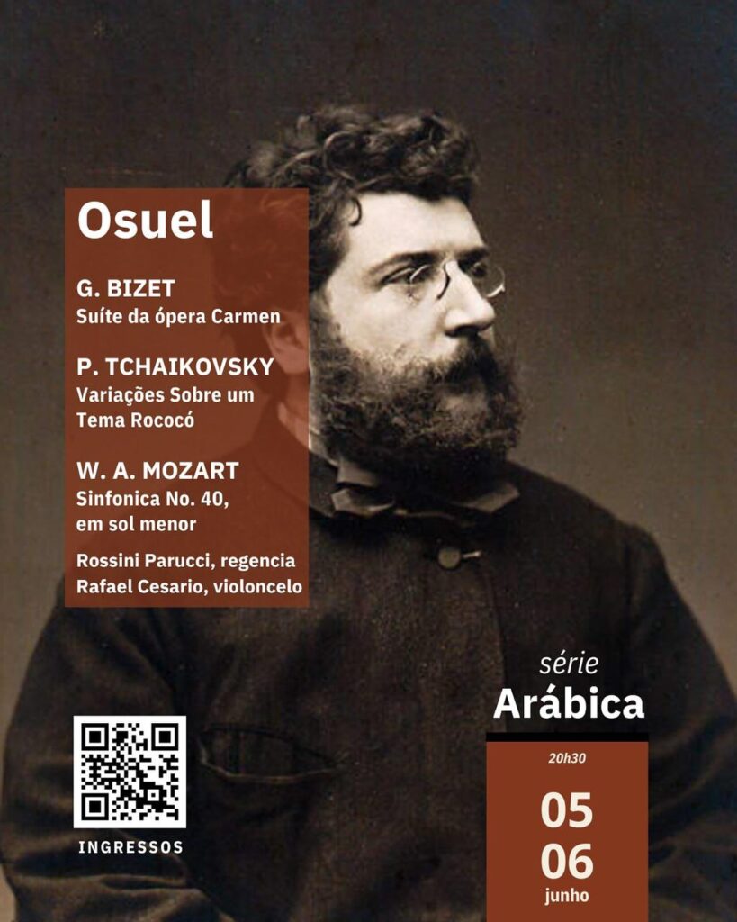 Dentro da Série Arábica da Temporada Ouro verde 2025, Osuel faz apresentações com obras dos compositores Bizet, Tchaikovsky e Mozart