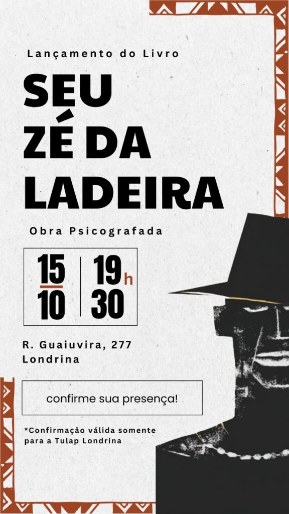 O lançamento do livro "Seu Zé da Ladeira", psicografado por Pai Caetano de Oxóssi, será lançado nesta quarta-feira (15).