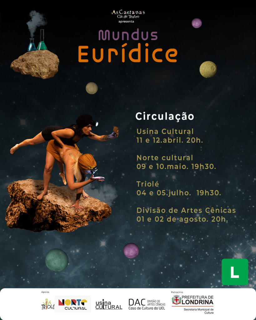 O espetáculo Mundus Eurídice estará na Usina Cultural, neste sábado (11) e domingo (12), com bate-papo após a apresentação