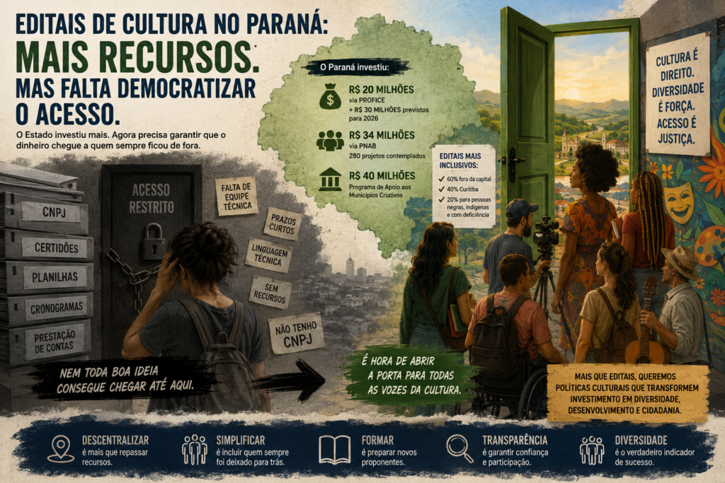 O Paraná ampliou investimentos em editais culturais, mas dados mostram que o acesso ainda está longe de ser democrático