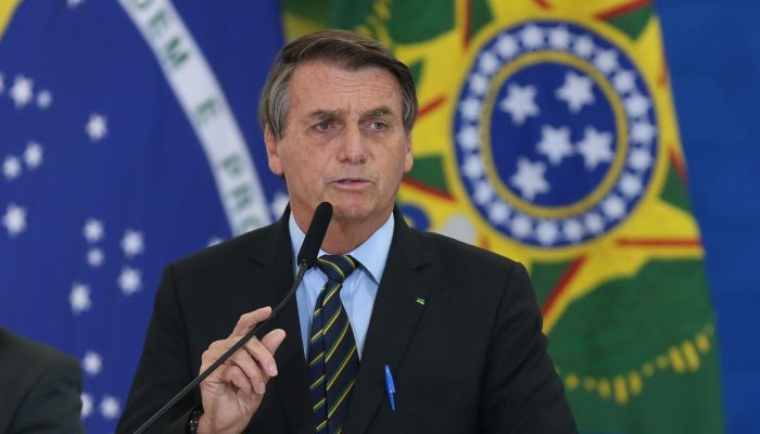 O presidente Jair Bolsonaro, durante o anúncio das Novas Medidas da CAIXA de Apoio às Santas Casas e aos Hospitais Filantrópicos