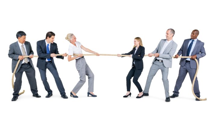 Business people in competition