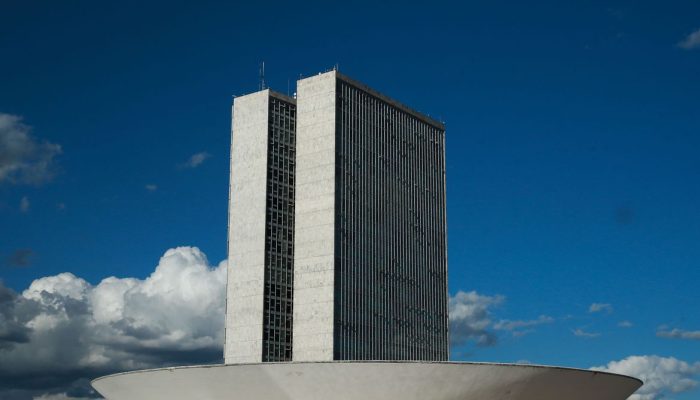 A cúpula menor, voltada para baixo, abriga o Plenário do Senado Federal. A cúpula maior, voltada para cima, abriga o Plenário da Câmara dos Deputados.