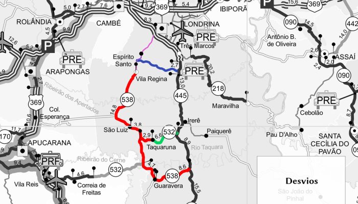 A PR-445 será interditada na quinta-feira (27), das 08h30 às 18h para detonação de rochas próximo ao quilômetro 54, perto de Irerê, distrito de Londrina, na região Norte do Estado. O bloqueio do trecho será total, entre o entroncamento com a PR-532 (próximo ao distrito) e o acesso à Estrada da Cegonha (próximo a Londrina).  -  Curitiba, 21/02/2020  -  Foto: Divulgação DER