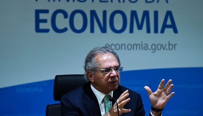 Ministro da Economia, Paulo Guedes, durante coletiva remota sobre o balanço das medidas e ações do ME em 2020