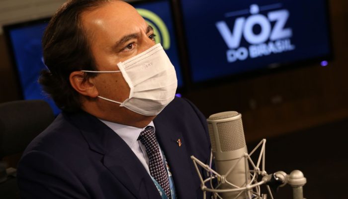 O presidente da Caixa Econômica Federal, Pedro Guimarães, participa do programa A Voz do Brasil