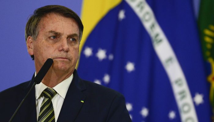 O presidente da República, Jair Bolsonaro, durante a solenidade de posse dos ministros da Justiça e Segurança Pública; e da Advocacia-Geral da União no Palácio do Planalto