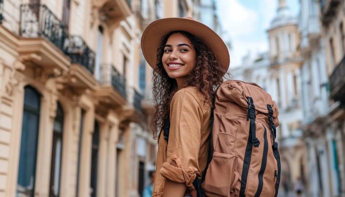 smiling-young-latin-woman-with-hat-backpack